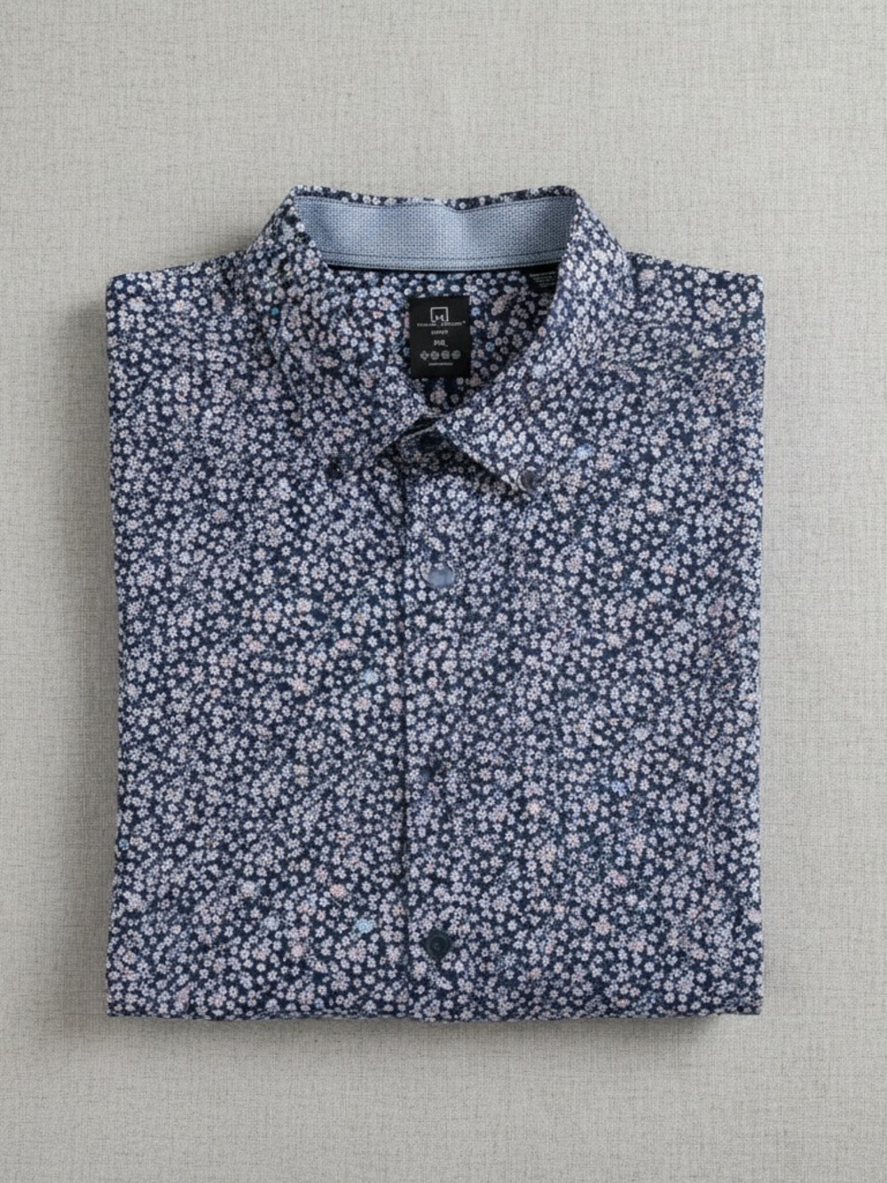 Michael Strahan Slim Fit Floral Print Short Sleeve Button Up Shirt XXL